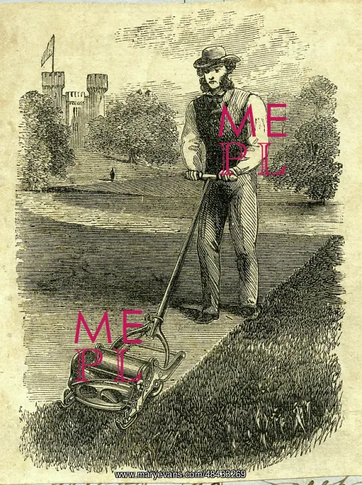  : Man mowing in castle grounds