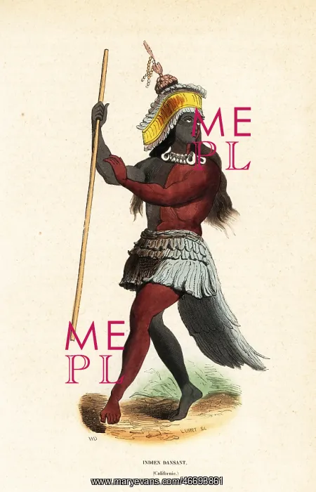 : Man of the Ohlone or Costanoan people dancing : Man of the Ohlone or Costanoan people dancing