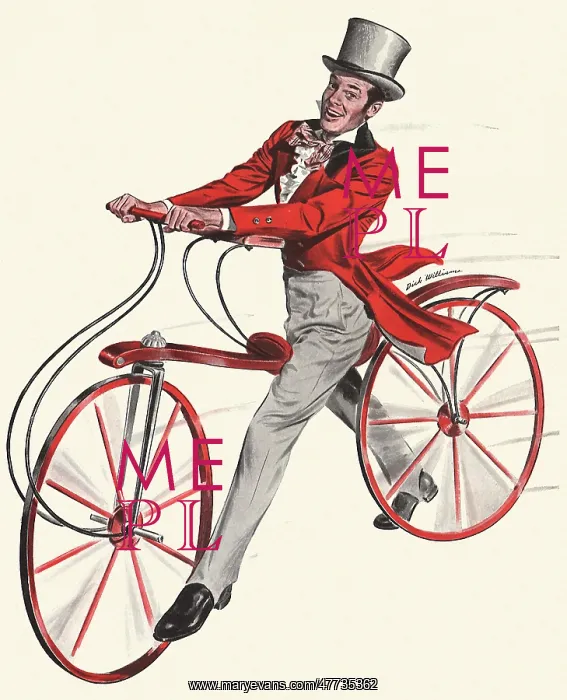 : Man on Old Fashioned Bicycle : Man on Old Fashioned Bicycle