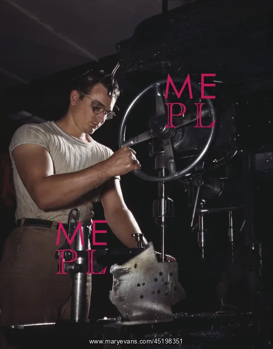 : Man operates a drill-press in the North ? : Man operates a drill-press in the North ?
