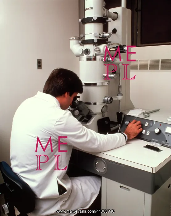 : Man Operating a Scanning Electron Microscope : Man Operating a Scanning Electron Microscope
