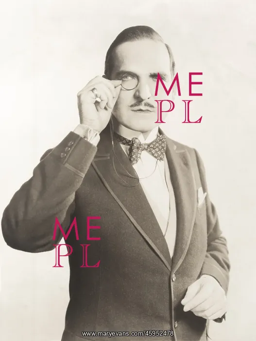 : Man peering through monocle : Man peering through monocle