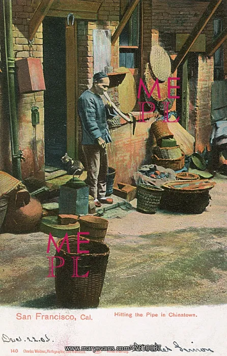 : Man with pipe, Chinatown, San Francisco, California, USA : Man with pipe, Chinatown, San Francisco, California, USA
