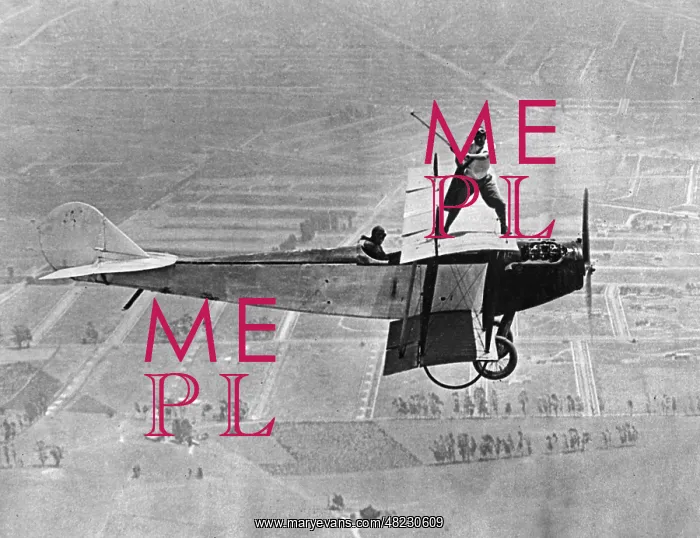 : Man playes golf at a plane, 1925 : Man playes golf at a plane, 1925