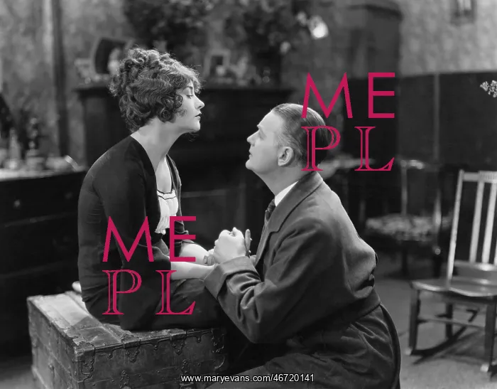 : Man pleading with unwilling woman : Man pleading with unwilling woman