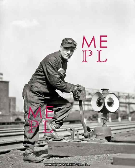 : Man Railroad Worker Switchman looking at Camera : Man Railroad Worker Switchman looking at Camera