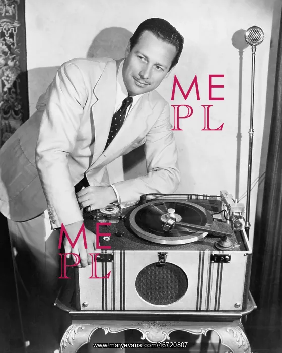 : Man with record player : Man with record player