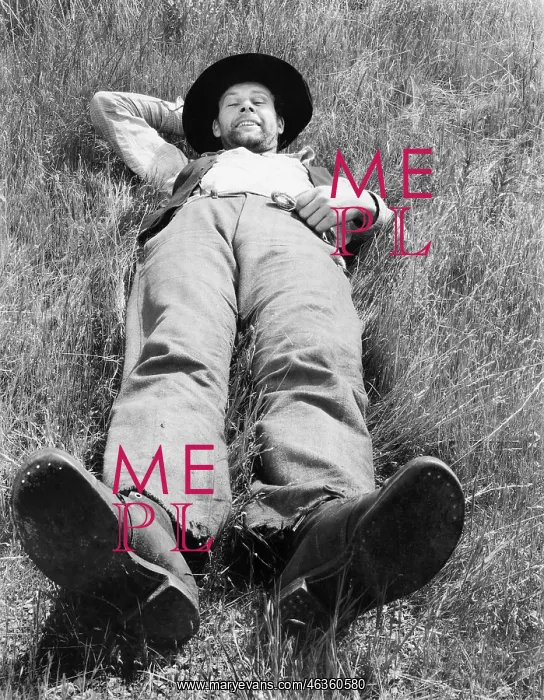 : Man relaxing in meadow : Man relaxing in meadow