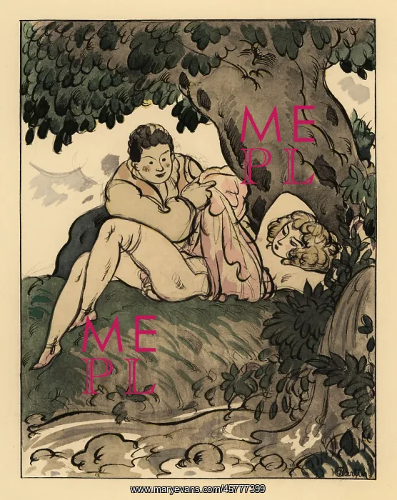 : A man removing a woman's dress under a tree : A man removing a woman's dress under a tree