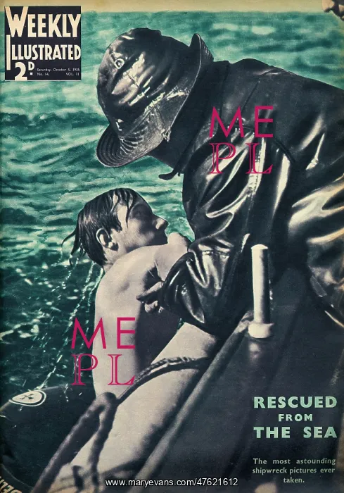 : A man being rescued from the sea : A man being rescued from the sea