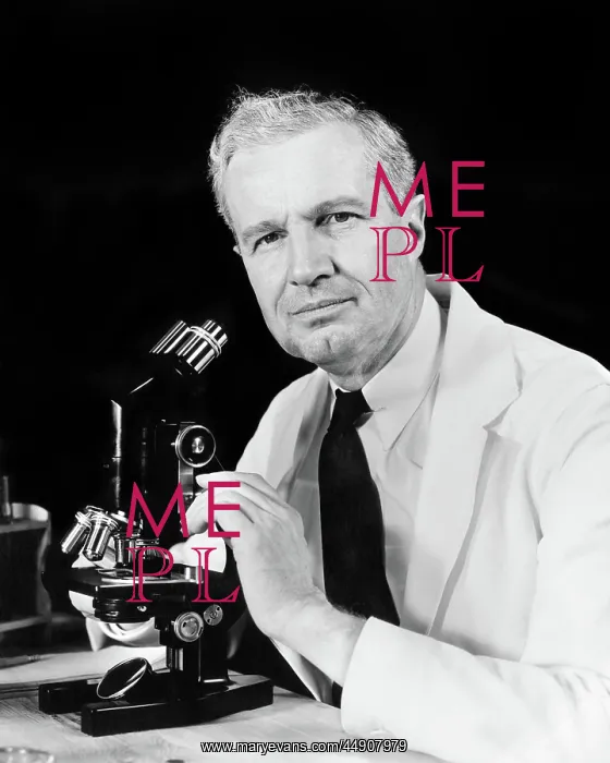 : Man Scientist Using Microscope Wearing a White Lab Coat a : Man Scientist Using Microscope Wearing a White Lab Coat a