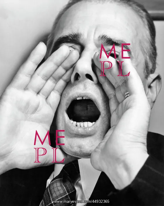 : Man Shouting with Hands Cupped Around His Mouth Open Wide : Man Shouting with Hands Cupped Around His Mouth Open Wide