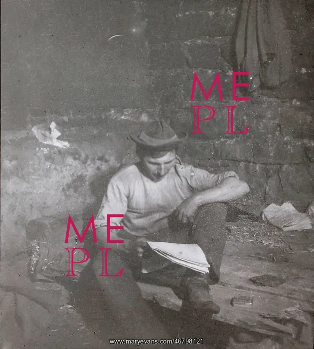 : Man at his sleeping place in a shaft : Man at his sleeping place in a shaft