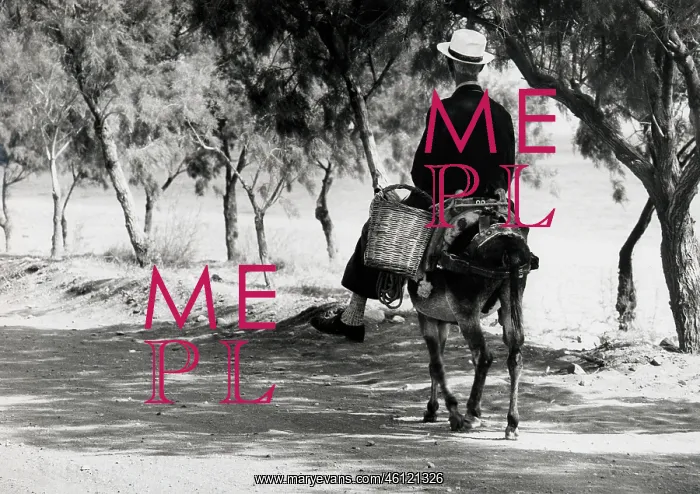 : Man on small donkey, Greece : Man on small donkey, Greece
