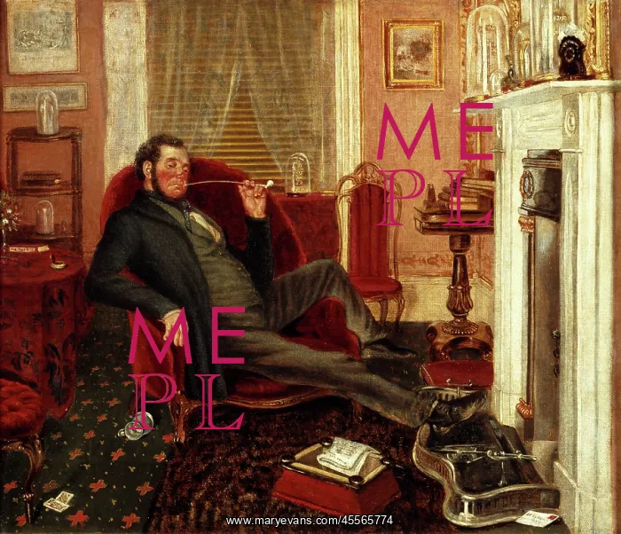 : Man smoking in a parlour : Man smoking in a parlour
