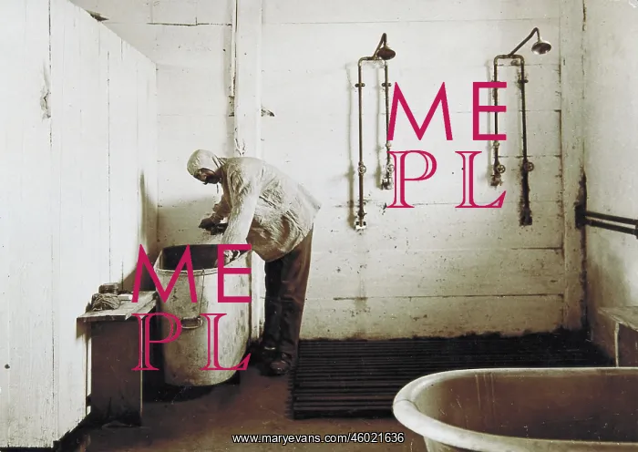: Man standing at a wash tub : Man standing at a wash tub