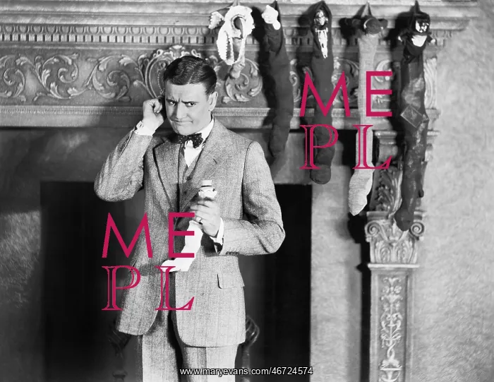 : Man with stockings over fireplace : Man with stockings over fireplace