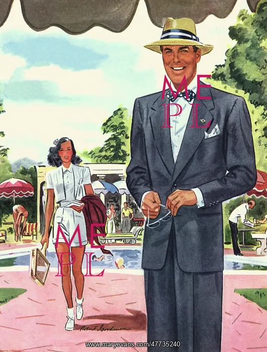  : Man in Summer Suit near Pool