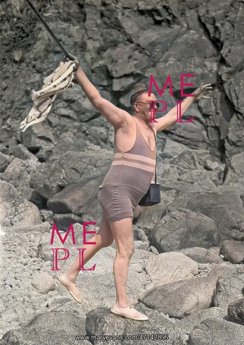 : Man in swimsuit on rocks : Man in swimsuit on rocks