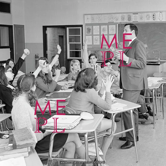 : Man Teacher Asking Class a Question Four Students : Man Teacher Asking Class a Question Four Students