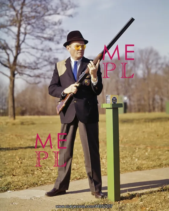 : Man Trap Shooter on Range Firing Line Ready to : Man Trap Shooter on Range Firing Line Ready to