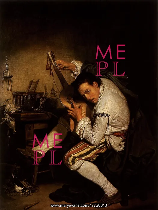 : Man Tuning Guitar, by Greuze