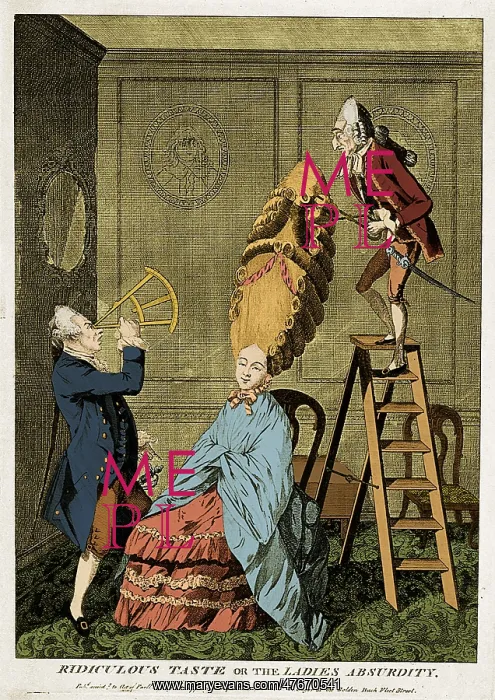 : Man Using Sextant on Woman's Coiffure, 1771 : Man Using Sextant on Woman's Coiffure, 1771