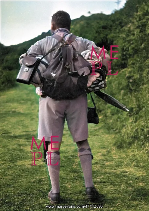 : Man out walking with backpack : Man out walking with backpack