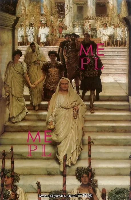 : Man walking down Steps with Soldiers, by Alma-Tadema : Man walking down Steps with Soldiers, by Alma-Tadema