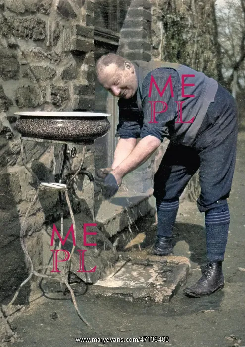: Man washing hands after gardening : Man washing hands after gardening
