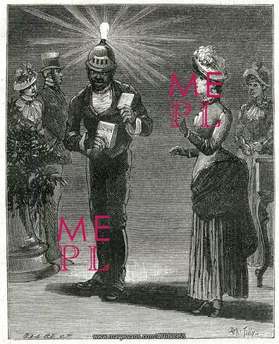 : Man wearing Edison's electric lamp on his head, Philadelphia : Man wearing Edison's electric lamp on his head, Philadelphia