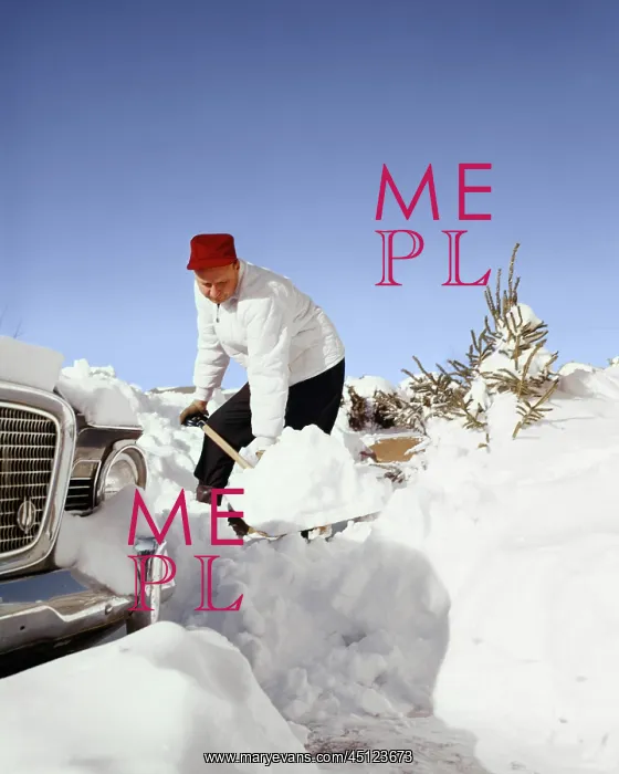 : Man Wearing Red Cap Digging out His Car Shoveling : Man Wearing Red Cap Digging out His Car Shoveling