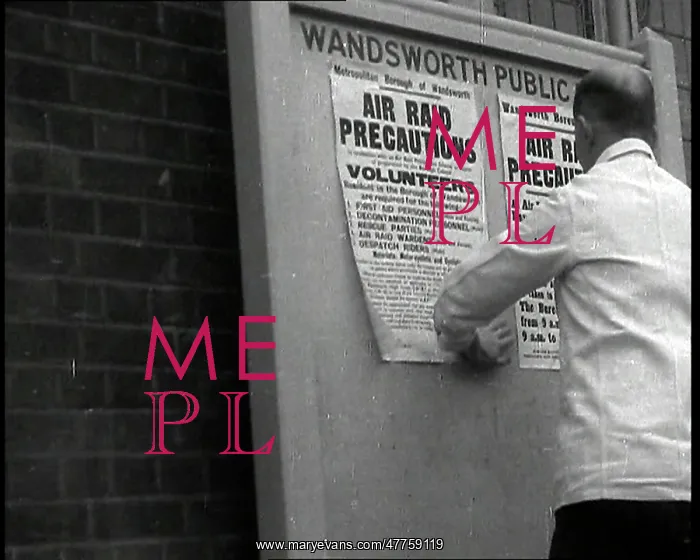 : A Man in a White Jacket Putting up Air Raid : A Man in a White Jacket Putting up Air Raid