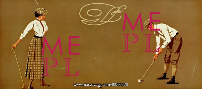 : Man and woman in golfing scene : Man and woman in golfing scene