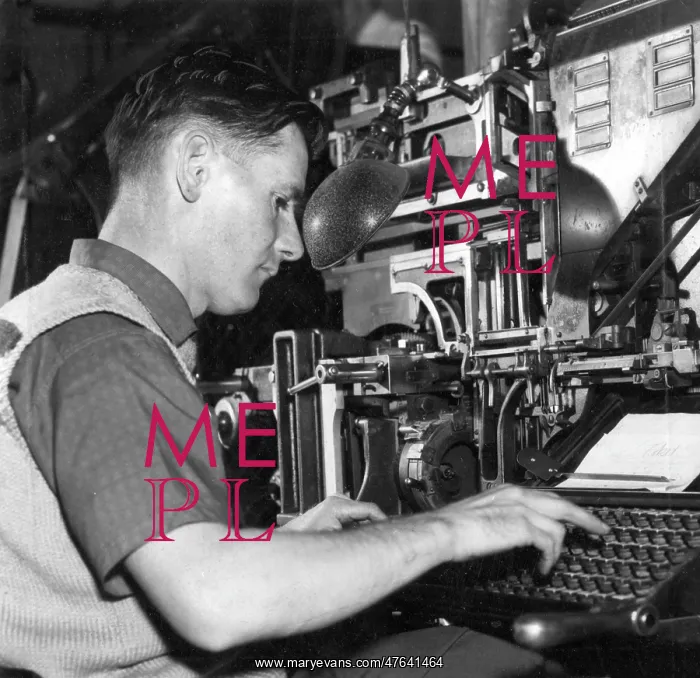 : Man at work, Daily Worker newspaper, London : Man at work, Daily Worker newspaper, London