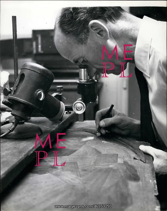 : Man at work with microscope, Scotland Yard, London : Man at work with microscope, Scotland Yard, London