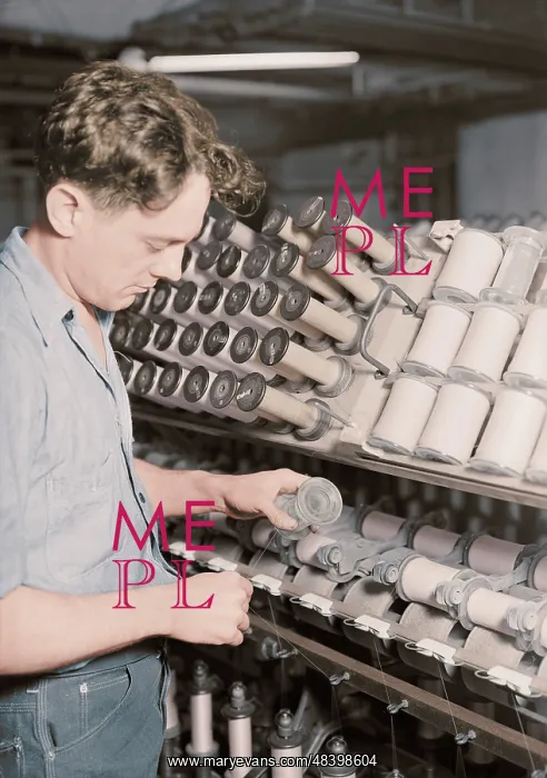 : Man working at the William Skinner and Sons Silk Mill, 1936 : Man working at the William Skinner and Sons Silk Mill, 1936