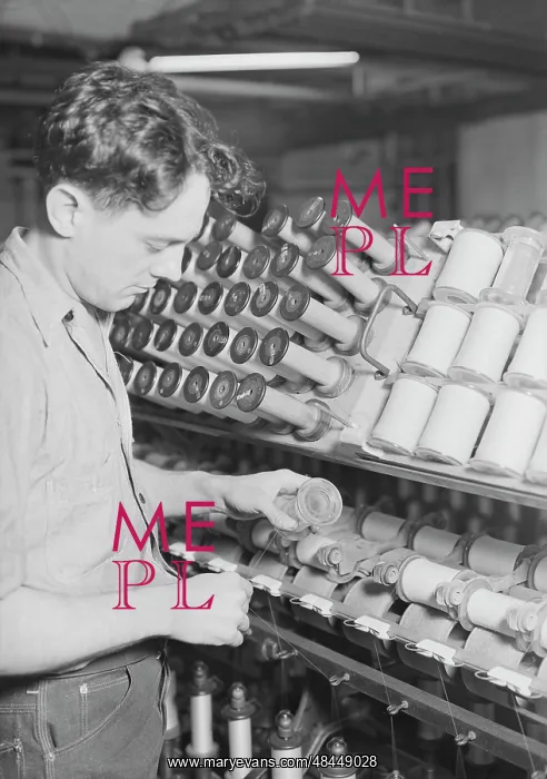 : Man working at the William Skinner and Sons Silk Mill, 1936 : Man working at the William Skinner and Sons Silk Mill, 1936