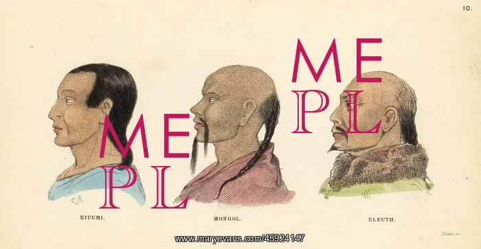  : Manchu man, Mongol with pigtail, and Eleuth Mongol man