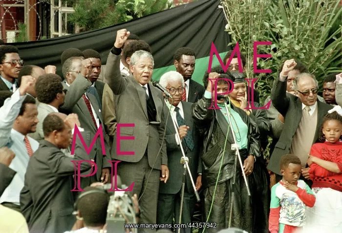 : Mandela outside his house in Soweto : Mandela outside his house in Soweto