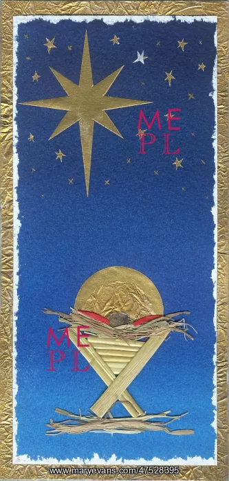 : Manger and Star on blue and gold background : Manger and Star on blue and gold background