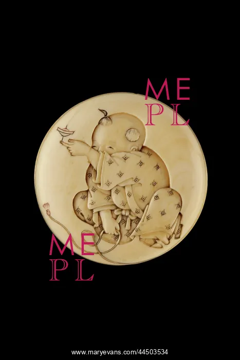 : Manju netsuke with a boy playing with a spinning top : Manju netsuke with a boy playing with a spinning top