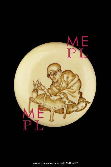 : Manju netsuke - a calligrapher : Manju netsuke - a calligrapher