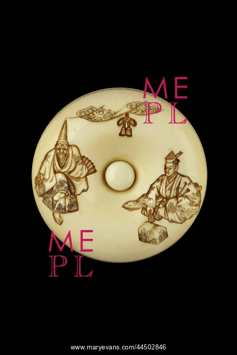: Manju netsuke - characters from the No play Okina : Manju netsuke - characters from the No play Okina