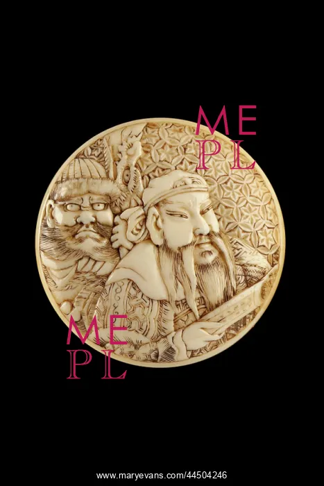 : Manju netsuke - Chohi and Kan'u : Manju netsuke - Chohi and Kan'u
