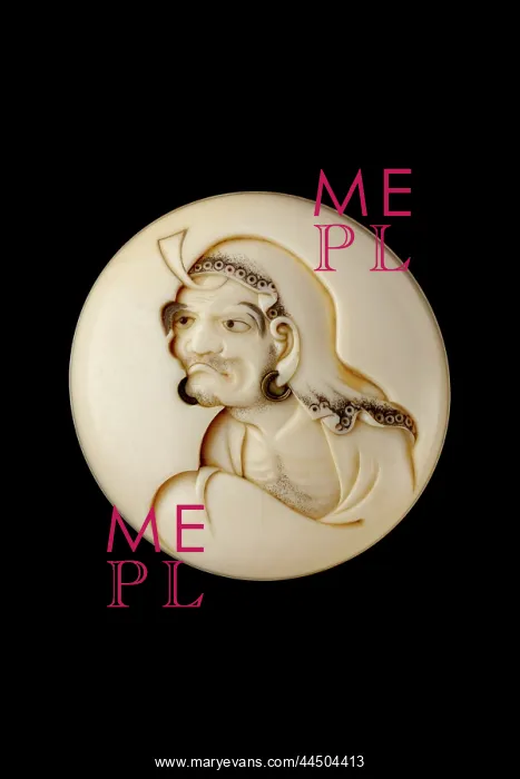 : Manju netsuke - Daruma playing the kamifuki game : Manju netsuke - Daruma playing the kamifuki game
