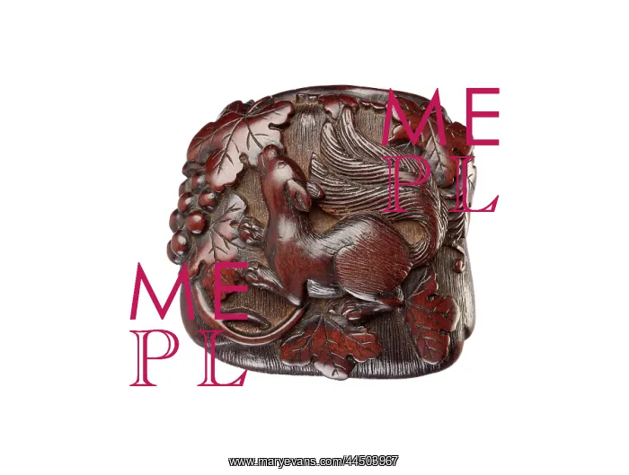 : Manju netsuke in the form of a squirrel among grapevines : Manju netsuke in the form of a squirrel among grapevines