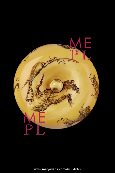 : Manju netsuke - Handaka Sonja conjuring up a dragon : Manju netsuke - Handaka Sonja conjuring up a dragon