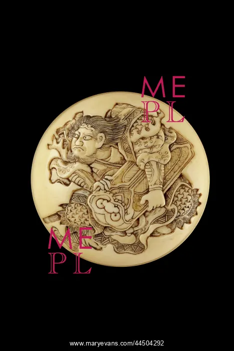 : Manju netsuke - a karako blowing a trumpet : Manju netsuke - a karako blowing a trumpet