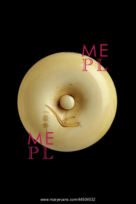 : Manju netsuke - smiling priest about to prepare puffer fish : Manju netsuke - smiling priest about to prepare puffer fish